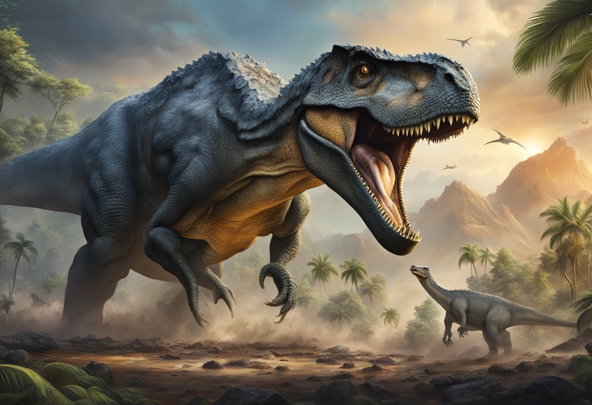 A massive asteroid collides with Earth, causing widespread devastation and a dramatic change in climate. Dinosaurs struggle to survive as their food sources diminish and ecosystems collapse